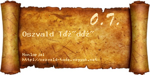 Oszvald Tádé névjegykártya